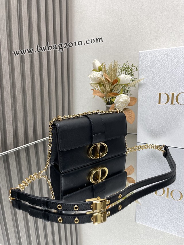 Dior专柜新款迪奥高仿原单蒙田30全皮黑色链条款小号肩背斜挎包 djfk1265